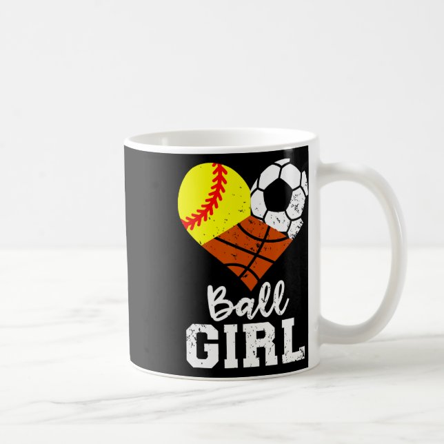 Caneca De Café Garota de Bola Diversão de Sofball Garota de Basqu (Direita)