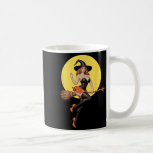 Caneca De Café Garota de Capa de Bruxa de Halloween Y Montada em
