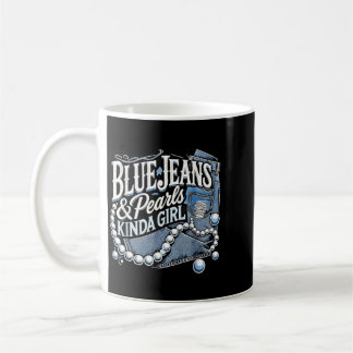 Caneca De Café Garota de Jeans Azuis e Pérolas Country Western