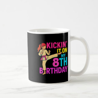 Caneca De Café Garota de Karatê Taekwondo 8º Aniversário Chutando