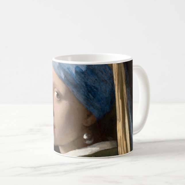 Caneca De Café Garota de Vermeer com Pérolas (Frente Esquerda)