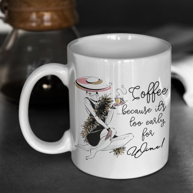 Caneca De Café Garota de Vidro - Café Porque É Muito Cedo para Vi (Criador carregado)
