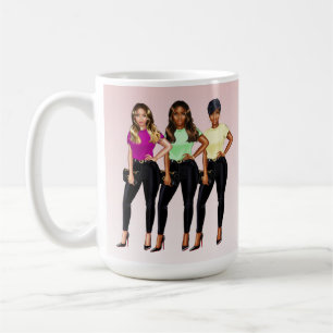 Caneca De Café Garota De Voo Mulher Bóssita Rosa E Branca