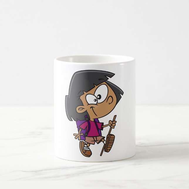 Caneca De Café Garota Divertida Exploradora da Natureza em Caminh (Criador carregado)
