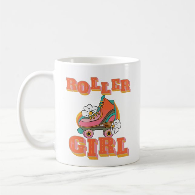 Caneca De Café garota do rolimã patinação de rolimã vintage (Esquerda)