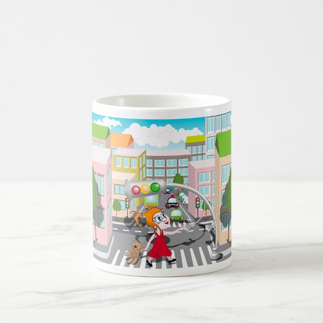 Caneca De Café Garota Em Um Passagem De Pedestre (Criador carregado)