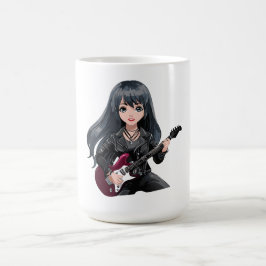 Caneca De Café Garota emo com cabelo preto comprido