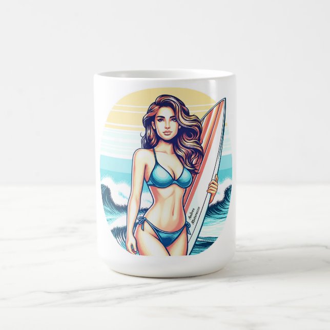 Caneca De Café Garota Esporte & Surfe (Centro)
