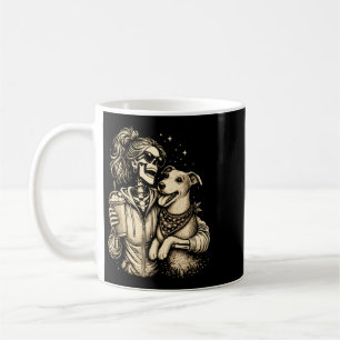 Caneca De Café Garota Esqueleto Abraçando Cachorro - Amante de An
