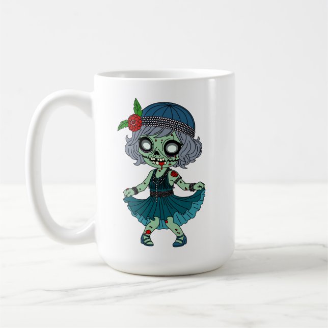 Caneca De Café Garota Flapper Zumbi dos Anos 1920 (Esquerda)