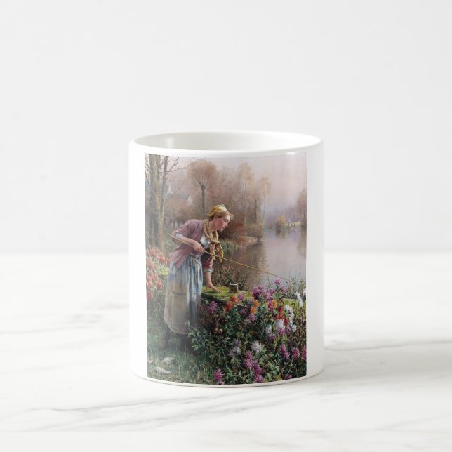 Caneca De Café Garota francesa pescando na Bretanha (Centro)
