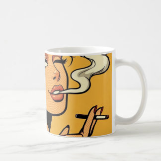 Caneca De Café Garota Fumante | Arte pop de história em quadrinho