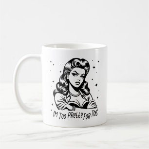 Caneca De Café Garota Glam Retro dos Anos 50 Citação Engraçada e