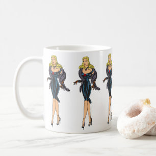 Caneca De Café Garota Glamurosa Vintage Retrô Loura de Capa