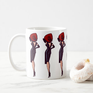Caneca De Café Garota Glamurosa Vintage Retrô Pin-up
