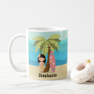 Caneca De Café Garota Havaiana de Surfe