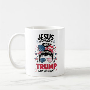 Caneca De Café Garota Jesus Meu Salvador Trump Presidente Christi