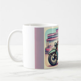 Caneca De Café Garota loira numa bicicleta com sua rua gengibre