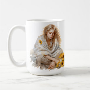 Caneca De Café GAROTA LOIRA PENSATIVA DE Aquarela DE OUTONO
