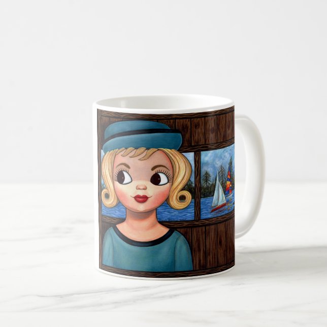 Caneca De Café Garota Marinheiro Cabeça Vase Farol de Farol (Frente Esquerda)