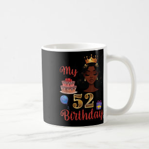 Caneca De Café Garota Negra Com Balões De Bolo Apresenta O Meu 52
