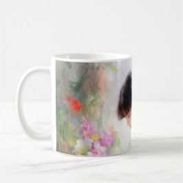 Caneca De Café Garota no Jardim Flor