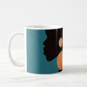 Caneca De Café garota no trópico. Linda mulher africana. Preto