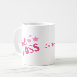 Caneca De Café Garota Personalizada Chefe Coração Nome Coffee Mug