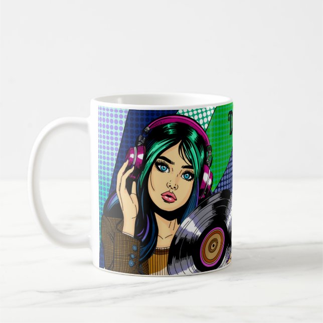 Caneca De Café Garota Pop Art com Gravação Personalizada (Esquerda)