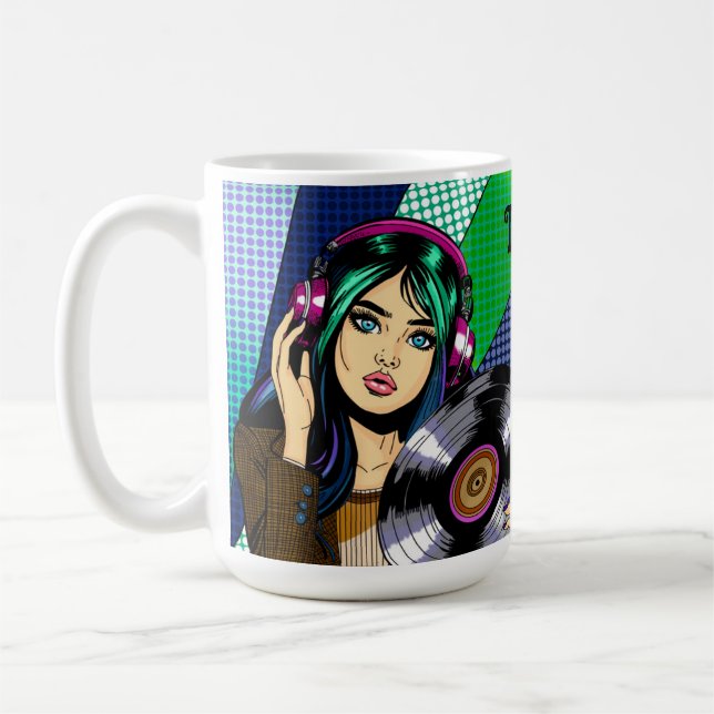 Caneca De Café Garota Pop Art com Gravação Personalizada (Esquerda)