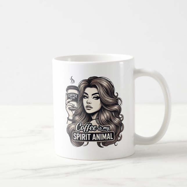 Caneca De Café Garota Sarcástica Rolando Olhos com Taça (Direita)