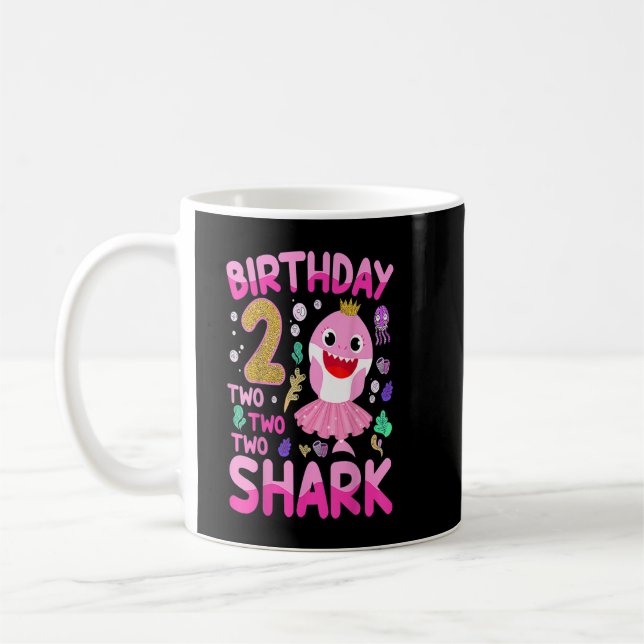 Caneca De Café Garota segundo aniversário De Tubarão Cuja Criança (Esquerda)