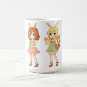 Caneca De Café Garotas fofas de anime coelhinhas da Páscoa