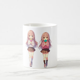 Caneca De Café Garotas fofas de anime com sorvete
