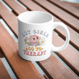 Caneca De Café Garotas Quentes Vão à Terapia Saúde Mental Retro F