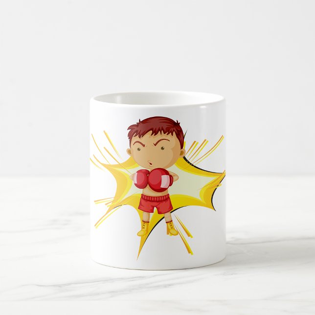 Caneca De Café Garoto Boxeador de Luvas Vermelhas e Shorts (Criador carregado)