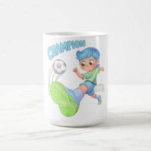 Caneca De Café Garoto de Futebol Chutando Bola Futuro Astro do Fu