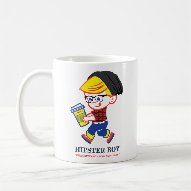 Caneca De Café Garoto hipster - Exemplo de T-Shirt (Esquerda)