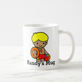 Caneca De Café Garoto salva-vidas bonito com o Lifesaver e a bola