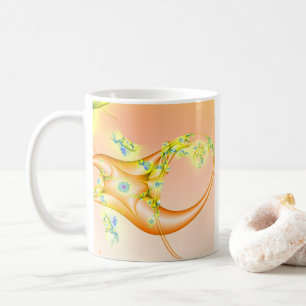 Caneca De Café Garra Arte Fractal Laranja e Amarela