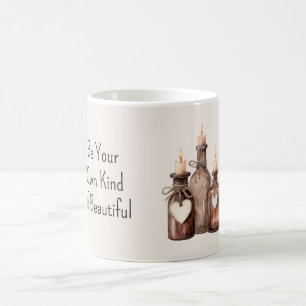 Caneca De Café Garrafa Corações Velas