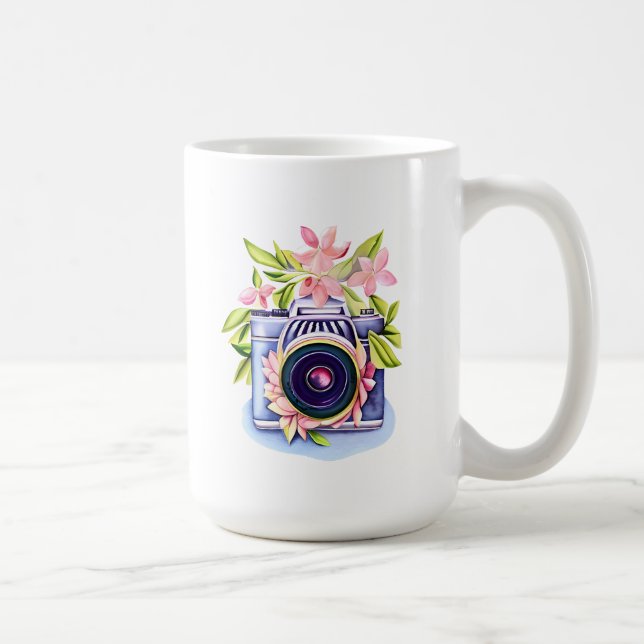 Caneca De Café Garrafa de água floral de câmera antiga (Direita)