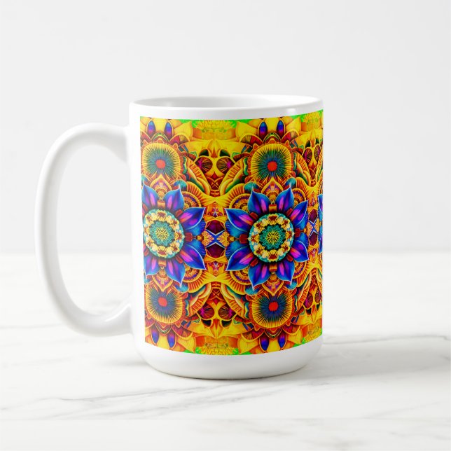 Caneca De Café Garrafa de Água Mandala Azul (Esquerda)