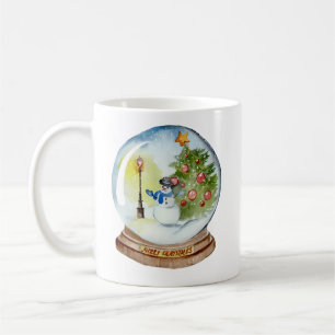 Caneca De Café Garrafa de Natal com Boneco de Neve e Árvore