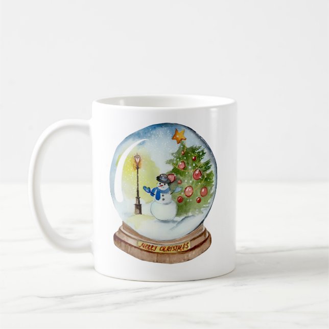 Caneca De Café Garrafa de Natal com Boneco de Neve e Árvore (Esquerda)