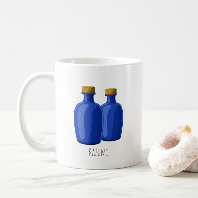 Caneca De Café Garrafas de Oponopono e Azuis Personalizadas (Com Donut)