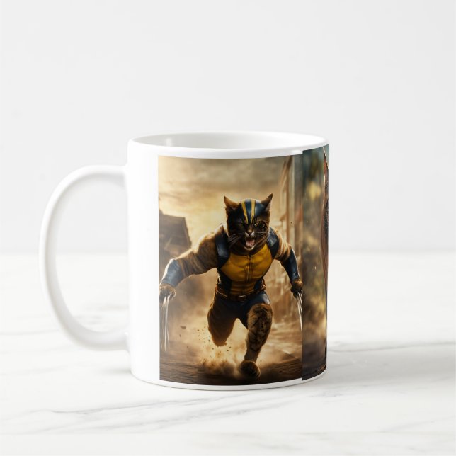 Caneca De Café Garras e café: Cat Wolverine Impressão Mug (Esquerda)