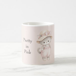 Caneca De Café Gata Bonita em Rosa
