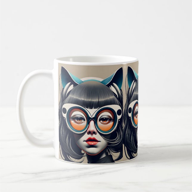 Caneca De Café Gata com óculos de mergulho (Esquerda)