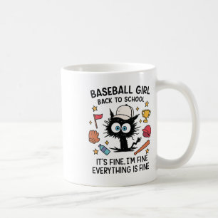 Caneca De Café Gata engraçada de beisebol É bom estou bem tudo be